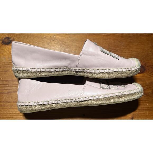 Tory Burch Ines Espadrille Pink Leather Slip On Size 7.5 - Picture 6 of 11